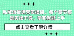 私域流量运营实操课，每个章节都是实操干货，学完就能上手-揽颜居工坊