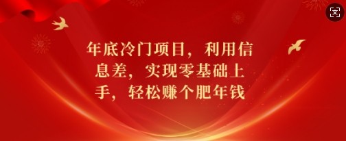 年底冷门项目，利用信息差，实现零基础上手，轻松赚个肥年钱【揭秘】-揽颜居工坊