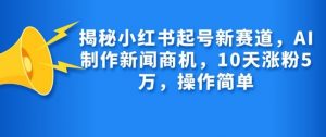 揭秘小红书起号新赛道，AI制作新闻商机，10天涨粉1万，操作简单-揽颜居工坊