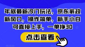 年底最新冷门玩法，京东家政新风口，操作简单，新手小白可直接上手，一单挣30【揭秘】-揽颜居工坊