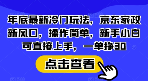 年底最新冷门玩法,京东家政新风口,操作简单,新手小白可直接上手,一单挣30【揭秘】-揽颜居工坊