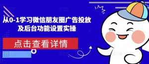 从0-1学习微信朋友圈广告投放及后台功能设置实操-揽颜居工坊
