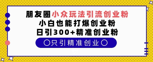 朋友圈小众玩法引流创业粉，小白也能打爆创业粉，日引300+精准创业粉【揭秘】-揽颜居工坊