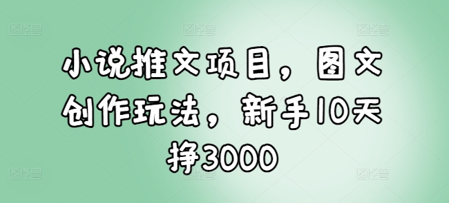 小说推文项目，图文创作玩法，新手10天挣3000-揽颜居工坊