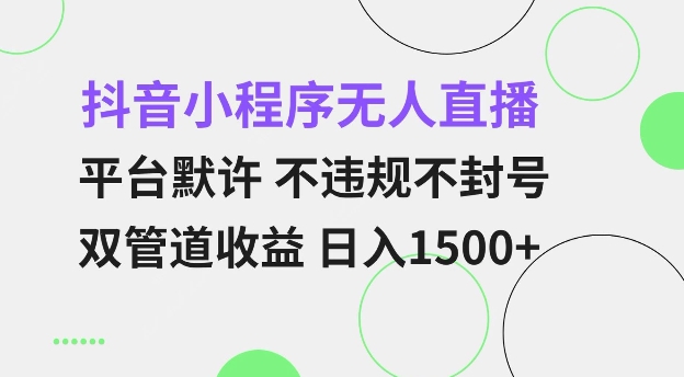 抖音小程序无人直播 平台默许 不违规不封号 双管道收益 日入多张 小白也能轻松操作【仅揭秘】-揽颜居工坊