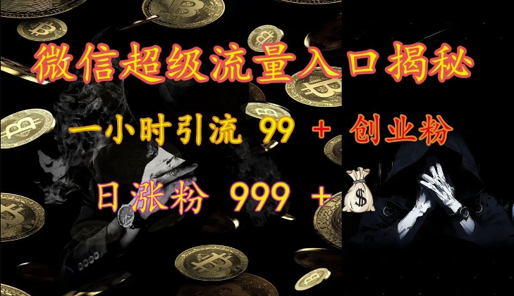 微信超级流量入口揭秘:一小时引流 99 + 创业粉,日涨粉 999 +-揽颜居工坊