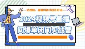 2024视频号直播间爆单闭门实战营，教你如何做视频号，短视频、直播间各种起号方法-揽颜居工坊