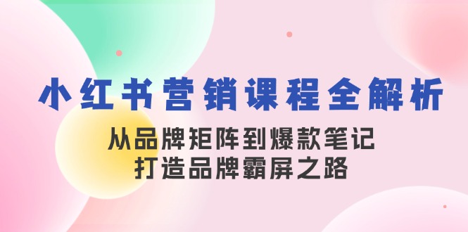 小红书营销课程全解析,从品牌矩阵到爆款笔记,打造品牌霸屏之路-揽颜居工坊