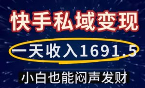 一天收入1691.5，快手私域变现，小白也能闷声发财-揽颜居工坊
