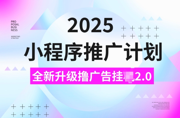 2025小程序推广计划，撸广告挂JI3.0玩法，日均5张【揭秘】-揽颜居工坊