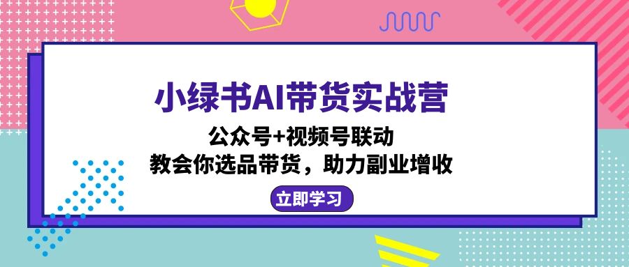 小绿书AI带货实战营：公众号+视频号联动，教会你选品带货，助力副业增收-揽颜居工坊