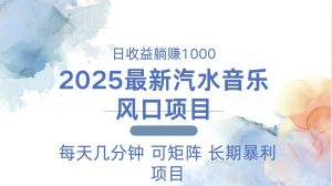 2025最新汽水音乐躺赚项目 每天几分钟 日入1000＋-揽颜居工坊