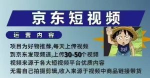 京东短视频带货课，无需自己拍摄剪辑，保姆式教学，两天快速上手-揽颜居工坊