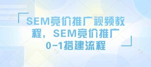SEM竞价推广视频教程，SEM竞价推广0-1搭建流程-揽颜居工坊