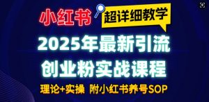 2025年最新小红书引流创业粉实战课程【超详细教学】小白轻松上手，月入1W+，附小红书养号SOP-揽颜居工坊