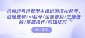 带你起号运营型主播培训课AI起号,底层逻辑/ai起号/运营晋级/主播进阶/基础操作/剪辑技巧-揽颜居工坊