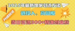2025年最新独家引流方法，低投入高回报？当日引流300+精准创业粉-揽颜居工坊