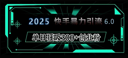 2025年快手6.0保姆级教程震撼来袭，单日狂吸300+精准创业粉-揽颜居工坊
