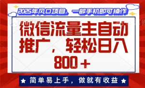 微信流量主自动推广，轻松日入800+，简单易上手，做就有收益。-揽颜居工坊