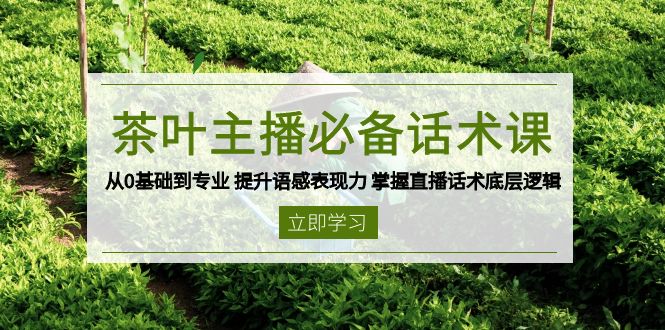 茶叶 主播必备话术课 从0基础到专业 提升语感表现力 掌握直播话术底层逻辑-揽颜居工坊