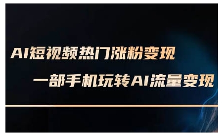AI短视频热门涨粉变现课，AI数字人制作短视频超级变现实操课，一部手机玩转短视频变现-揽颜居工坊