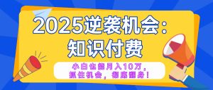 2025逆袭项目——知识付费，小白也能月入10万年入百万，抓住机会彻底翻...-揽颜居工坊