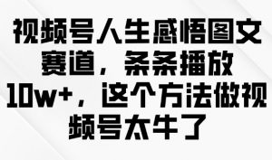 视频号人生感悟图文赛道,条条播放10w+,这个方法做视频号太牛了-揽颜居工坊