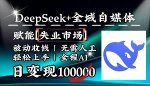 降维打击，DeepSeek+失业市场，全自动操作，结合人人刚需，单月利润轻松破100000＋-揽颜居工坊