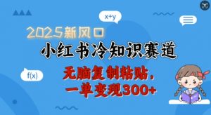 2025新风口，小红书冷知识赛道，无脑复制粘贴，一单变现300+-揽颜居工坊