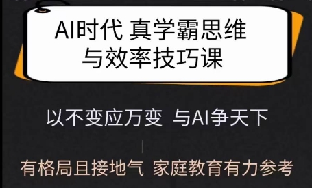 Ai时代真学霸思维与学习方法课,有格局且接地气,家庭教育有力参考-揽颜居工坊