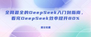 全网最全的DeepSeek入门到指南，看完DeepSeek效率提升80%(建议收藏)-揽颜居工坊