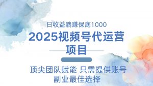2025视频号代运营 日躺赚1000+ 只需提供账号-揽颜居工坊