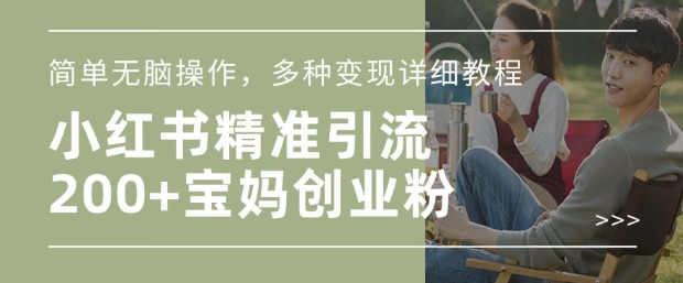 小红书混剪日引200+宝妈创业粉，简单无脑操作，多种变现详细教程-揽颜居工坊