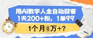 用AI数字人全自动获客，1天200+粉，1单99，1个月1个W+?-揽颜居工坊