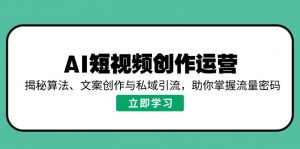 AI短视频创作运营，揭秘算法、文案创作与私域引流，助你掌握流量密码-揽颜居工坊