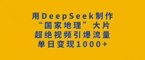 用DeepSeek制作“国家地理”大片，超绝视频引爆流量，单日变现多张-揽颜居工坊