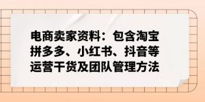 电商卖家资料:包含淘宝、拼多多、小红书、抖音等运营干货及团队管理方法-揽颜居工坊