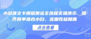 小说推文卡模版搬运全流程实操演示，操作简单适合小白，流量收益嘎嘎-揽颜居工坊