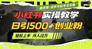 2月小红书最新日引500+创业粉实操教学【超详细】小白轻松上手，月入1W+，附小红书养号起号SOP-揽颜居工坊