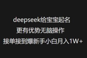 deepseek给宝宝起名更有优势无脑操作接单接到爆新手小白月入1W+-揽颜居工坊