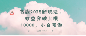 书旗2025新玩法，收益突破上限10000，小白可做-揽颜居工坊