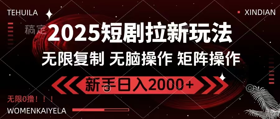 2025短剧拉新玩法，无需注册登录，无限0撸，无脑批量操作日入2000+-揽颜居工坊