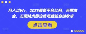 月入过W+，2025最新平台红利，无需本金、无需技术绑定账号就能自动收米-揽颜居工坊