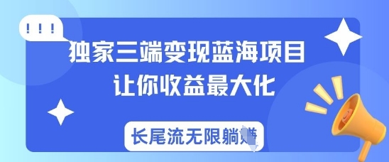 独家三端变现蓝海项目，让你收益最大化，长尾流无限躺挣-揽颜居工坊