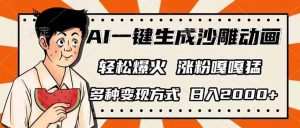 AI一键生成沙雕动画，单视频破千万播放，多种变现方式，日入2000+-揽颜居工坊