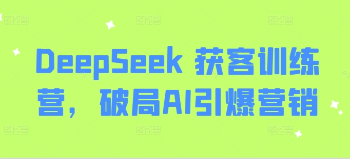 DeepSeek 获客训练营，破局AI引爆营销-揽颜居工坊