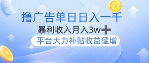 撸广告躺赚，单设备日入1000+，月入3w+，今年最强撸广告上线-揽颜居工坊