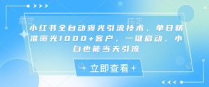 小红书全自动曝光引流技术，单日精准曝光1000+客户，一键启动，小白也能当天引流【揭秘】-揽颜居工坊