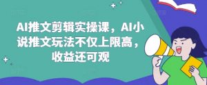 AI推文剪辑实操课,AI小说推文玩法不仅上限高,收益还可观-揽颜居工坊
