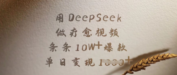 用DeepSeek做疗愈视频，条条10W+爆款，单日变现多张-揽颜居工坊